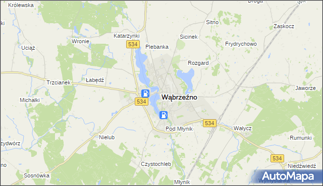 mapa Wąbrzeźno, Wąbrzeźno na mapie Targeo