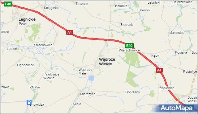 mapa Wądroże Wielkie, Wądroże Wielkie na mapie Targeo