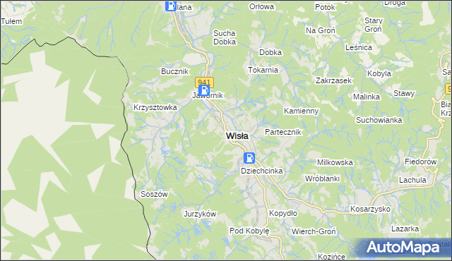mapa Wisła, Wisła na mapie Targeo