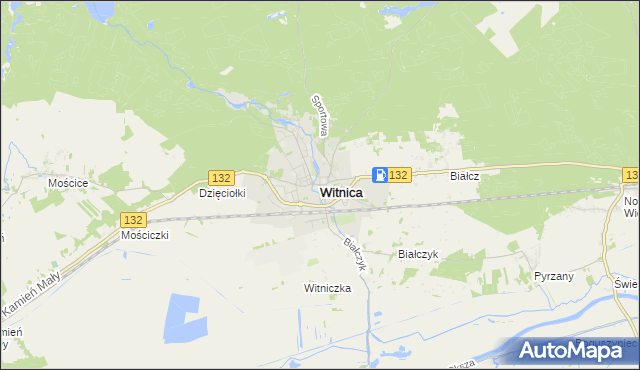 mapa Witnica powiat gorzowski, Witnica powiat gorzowski na mapie Targeo