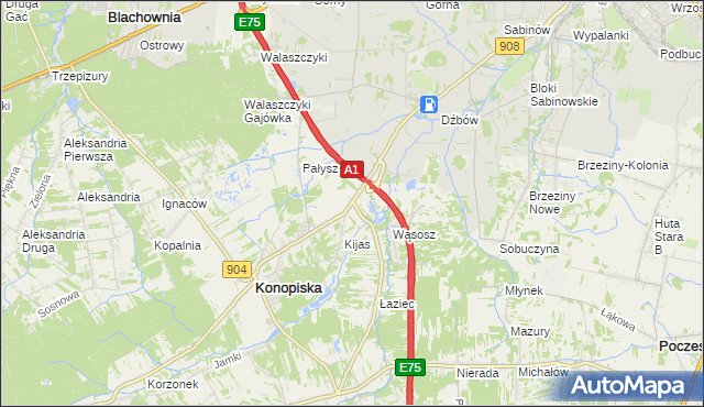 mapa Wygoda gmina Konopiska, Wygoda gmina Konopiska na mapie Targeo