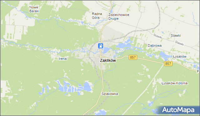 mapa Zaklików, Zaklików na mapie Targeo