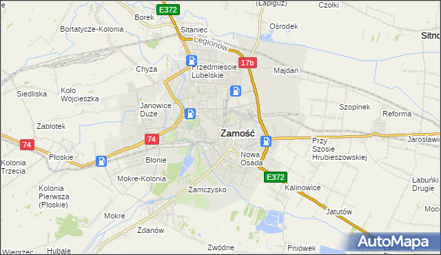 mapa Zamościa, Zamość na mapie Targeo