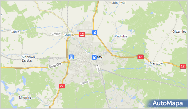 mapa Żary, Żary na mapie Targeo