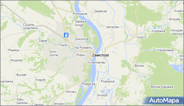 mapa Zawichost, Zawichost na mapie Targeo