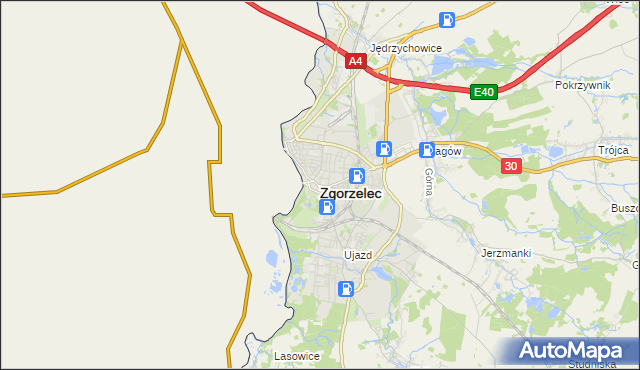 mapa Zgorzelec, Zgorzelec na mapie Targeo