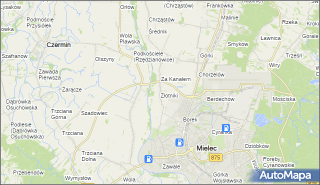 mapa Złotniki gmina Mielec, Złotniki gmina Mielec na mapie Targeo