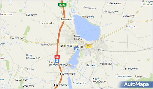 mapa Żnin, Żnin na mapie Targeo