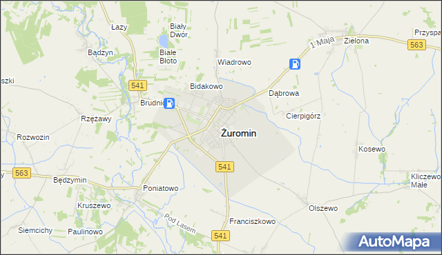 mapa Żuromin, Żuromin na mapie Targeo