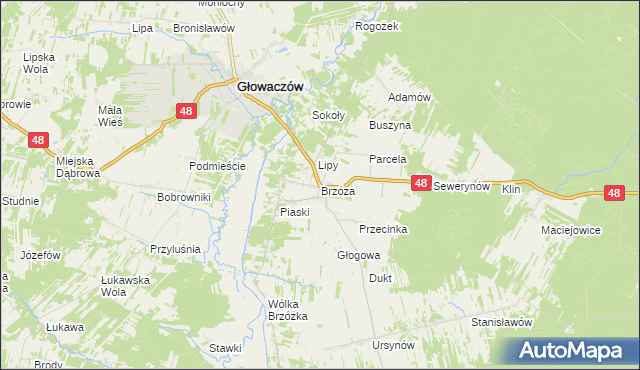 mapa Brzóza, Brzóza na mapie Targeo