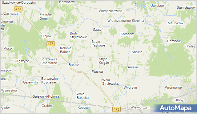 mapa Stryje Księże, Stryje Księże na mapie Targeo