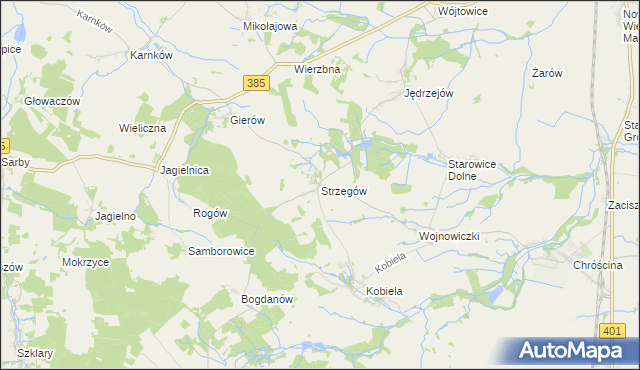 mapa Strzegów gmina Grodków, Strzegów gmina Grodków na mapie Targeo