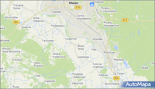 mapa Boża Wola gmina Mielec, Boża Wola gmina Mielec na mapie Targeo