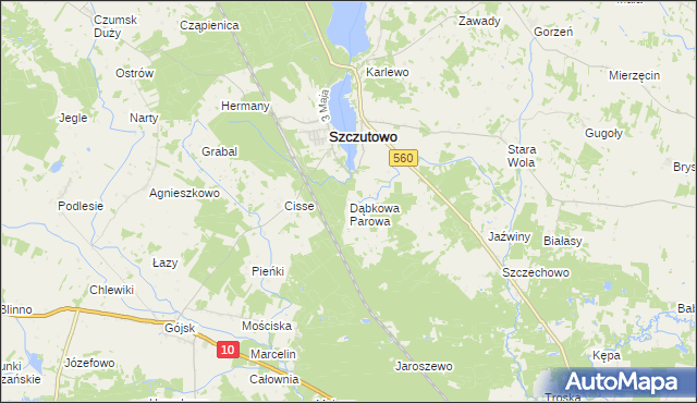 mapa Dąbkowa Parowa, Dąbkowa Parowa na mapie Targeo