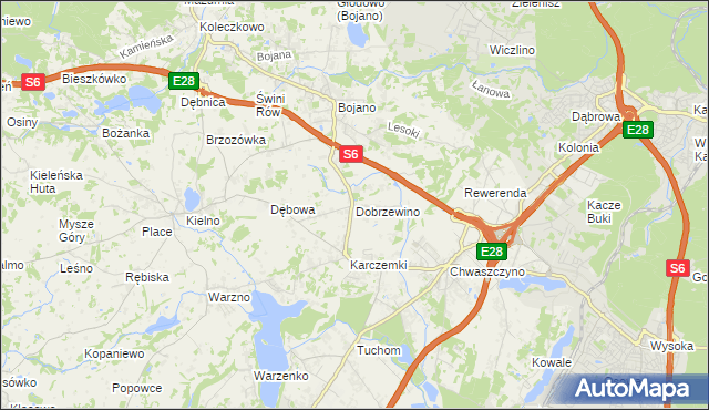 mapa Dobrzewino, Dobrzewino na mapie Targeo