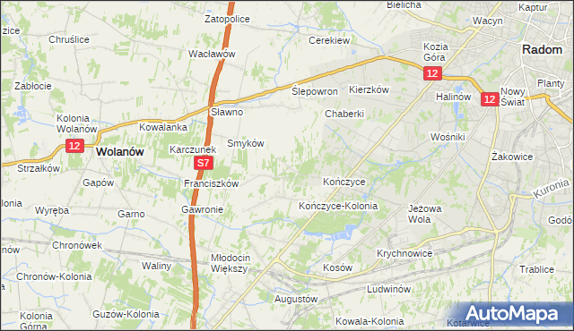 mapa Podkończyce, Podkończyce na mapie Targeo