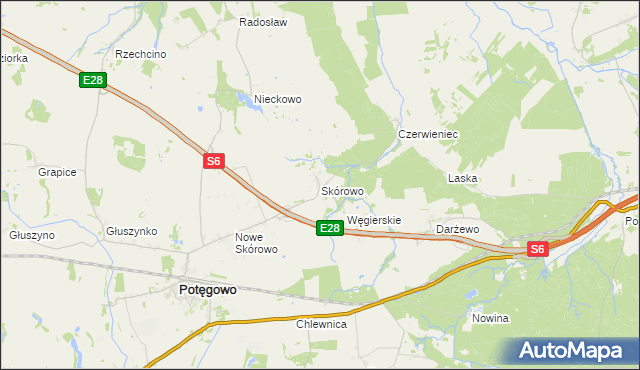 mapa Skórowo, Skórowo na mapie Targeo