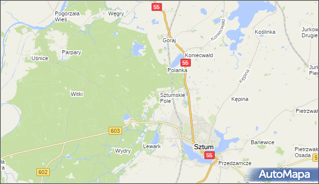 mapa Sztumskie Pole, Sztumskie Pole na mapie Targeo