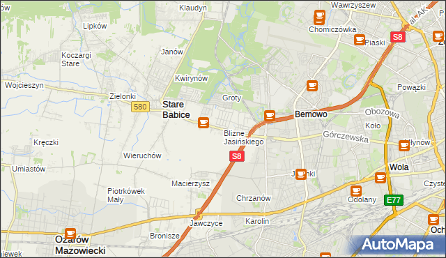 mapa Blizne Jasińskiego, Blizne Jasińskiego na mapie Targeo