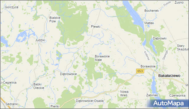 mapa Borawskie Małe, Borawskie Małe na mapie Targeo