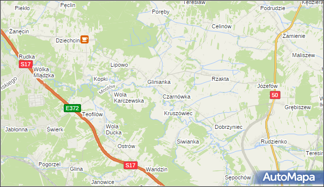 mapa Czarnówka gmina Wiązowna, Czarnówka gmina Wiązowna na mapie Targeo