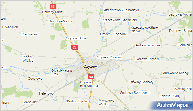 mapa Czyżew-Chrapki, Czyżew-Chrapki na mapie Targeo