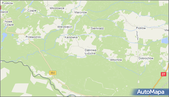 mapa Dąbrowa Łużycka, Dąbrowa Łużycka na mapie Targeo