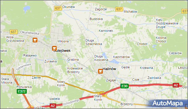 mapa Długa Kościelna, Długa Kościelna na mapie Targeo
