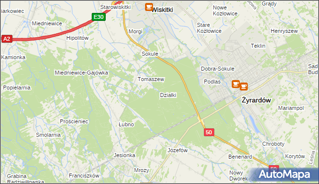 mapa Działki gmina Wiskitki, Działki gmina Wiskitki na mapie Targeo