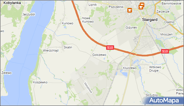 mapa Golczewo gmina Stargard, Golczewo gmina Stargard na mapie Targeo