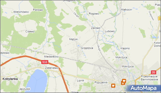 mapa Grzędzice, Grzędzice na mapie Targeo