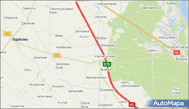 mapa Klementynowo, Klementynowo na mapie Targeo