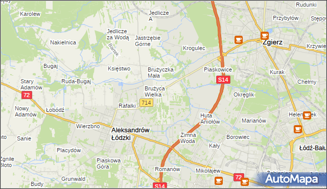 mapa Kolonia Brużyca, Kolonia Brużyca na mapie Targeo