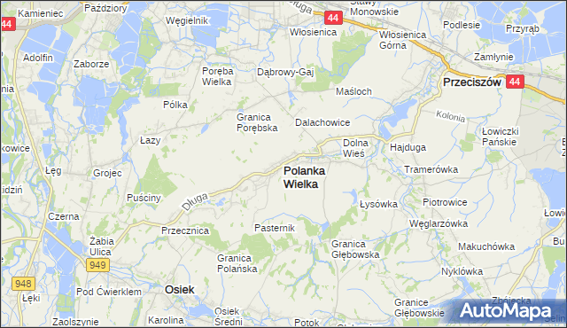 mapa Polanka Wielka, Polanka Wielka na mapie Targeo