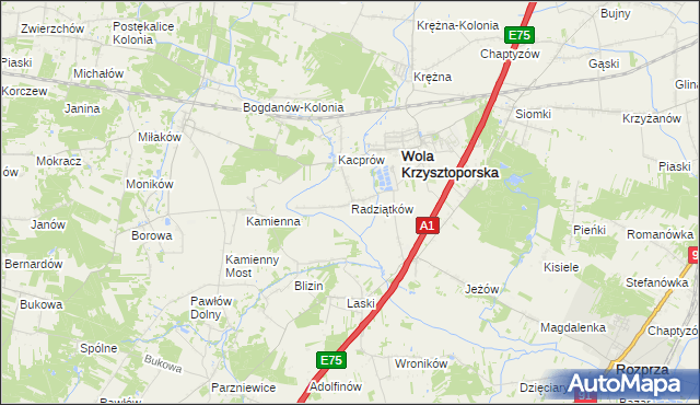 mapa Radziątków, Radziątków na mapie Targeo