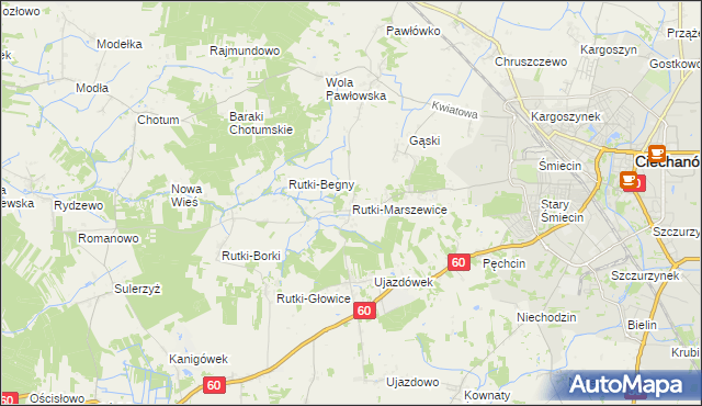 mapa Rutki-Marszewice, Rutki-Marszewice na mapie Targeo