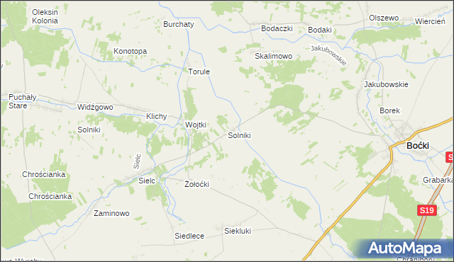 mapa Solniki gmina Boćki, Solniki gmina Boćki na mapie Targeo