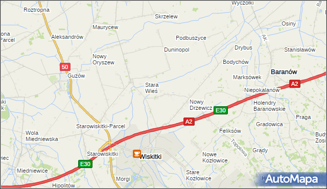mapa Stary Drzewicz, Stary Drzewicz na mapie Targeo