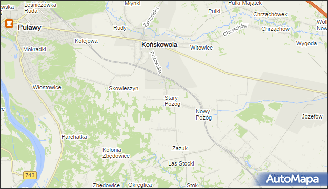 mapa Stary Pożóg, Stary Pożóg na mapie Targeo
