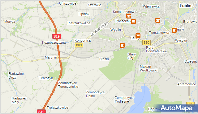 mapa Stasin gmina Konopnica, Stasin gmina Konopnica na mapie Targeo