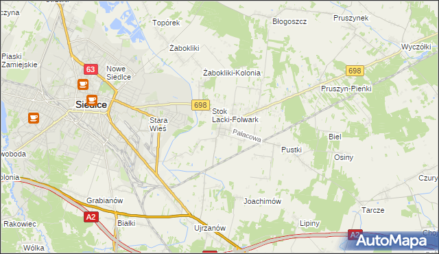 mapa Stok Lacki, Stok Lacki na mapie Targeo