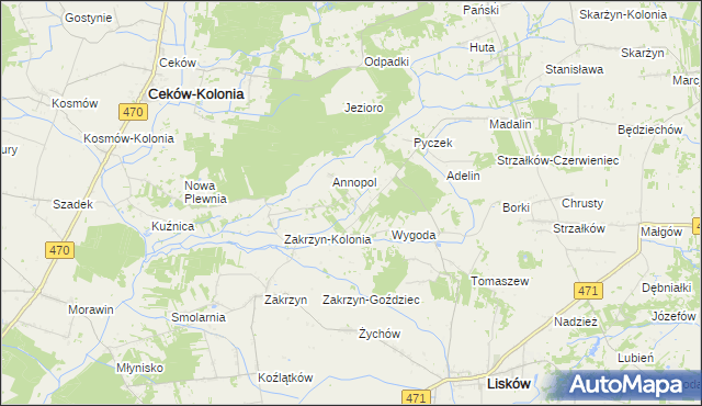 mapa Annopol Kolonia, Annopol Kolonia na mapie Targeo