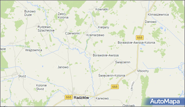 mapa Borawskie-Awissa, Borawskie-Awissa na mapie Targeo