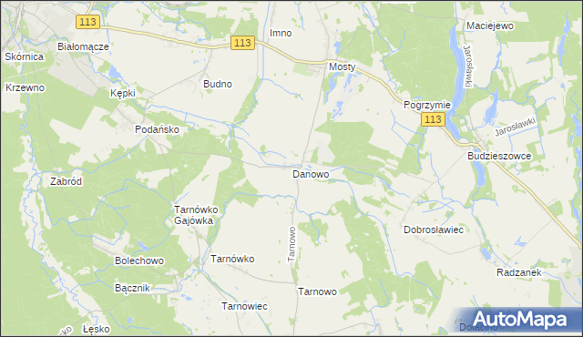 mapa Danowo gmina Goleniów, Danowo gmina Goleniów na mapie Targeo