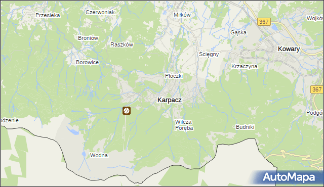 mapa Karpacz, Karpacz na mapie Targeo