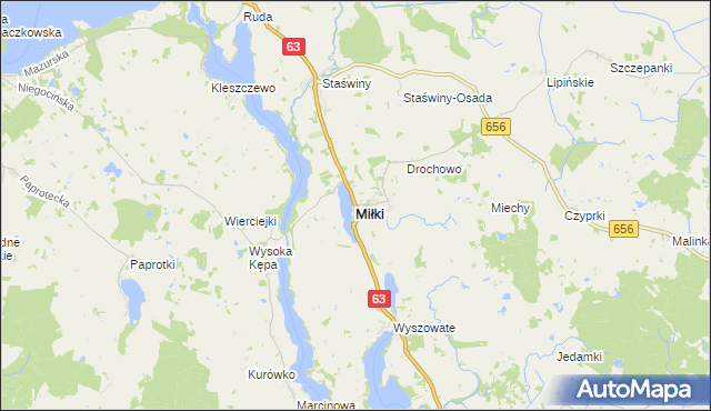 mapa Miłki, Miłki na mapie Targeo