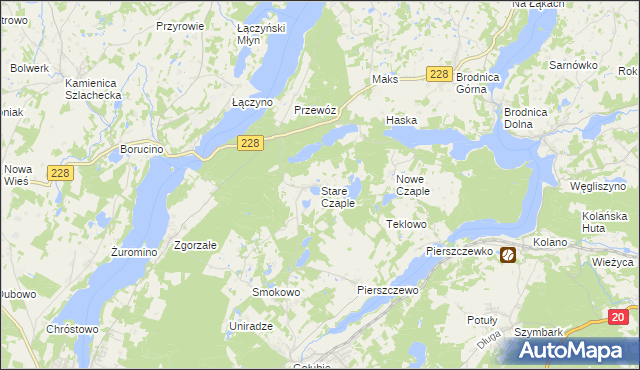 mapa Stare Czaple gmina Stężyca, Stare Czaple gmina Stężyca na mapie Targeo