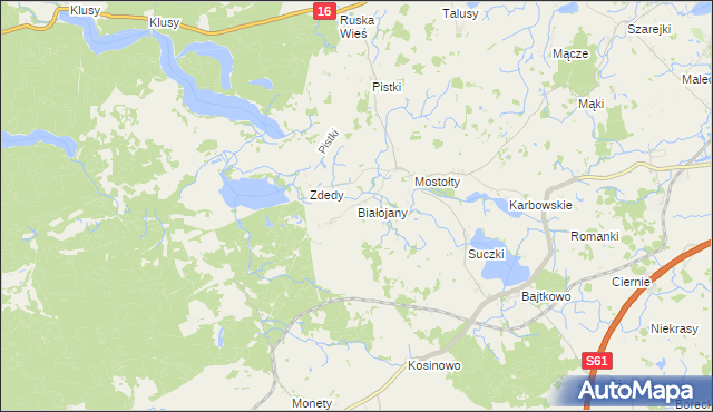 mapa Białojany, Białojany na mapie Targeo