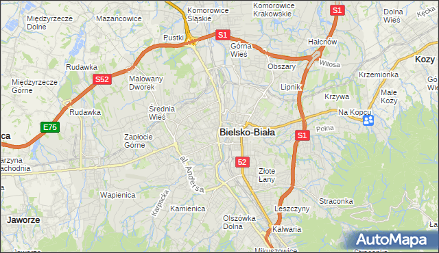 mapa Bielsko-Białej, Bielsko-Biała na mapie Targeo