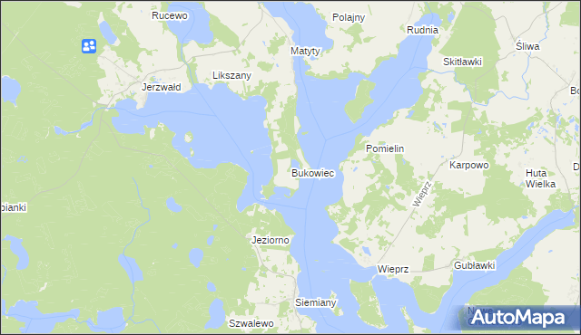 mapa Bukowiec gmina Zalewo, Bukowiec gmina Zalewo na mapie Targeo